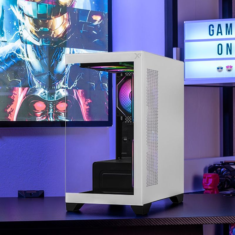 Gabinete xtreme pc crystal hive mini torre 5 fan hub argb