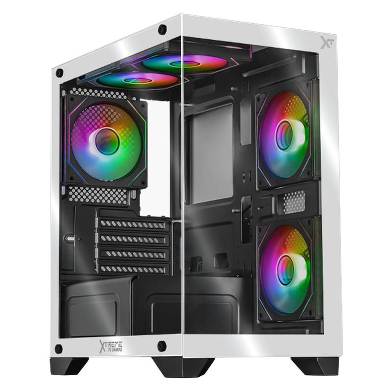 Gabinete xtreme pc crystal hive mini torre 5 fan hub argb