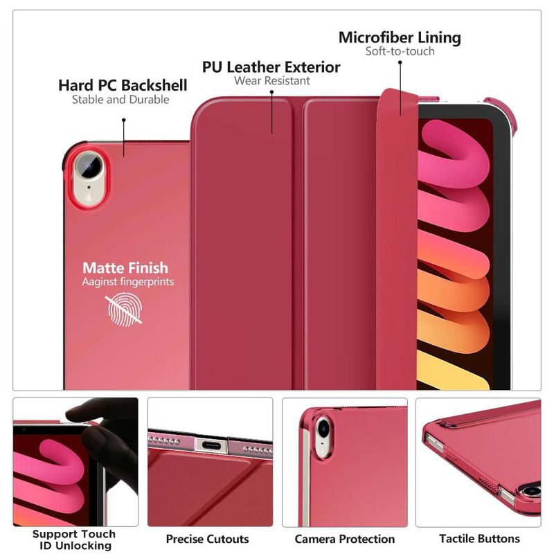 Funda para Tablet MoKo iPad Mini 7 8.3" Slim Soporte Vino Rojo