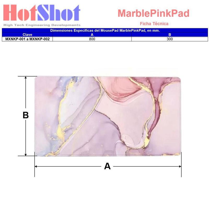 Mousepad Gamer MXNKP-001 MarblePinkPad Mousepad Grande
