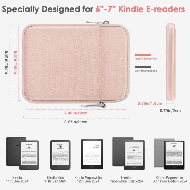 Funda MoKo para Kindle 21x15cm Nylon Rosa 6-7 Pulgadas