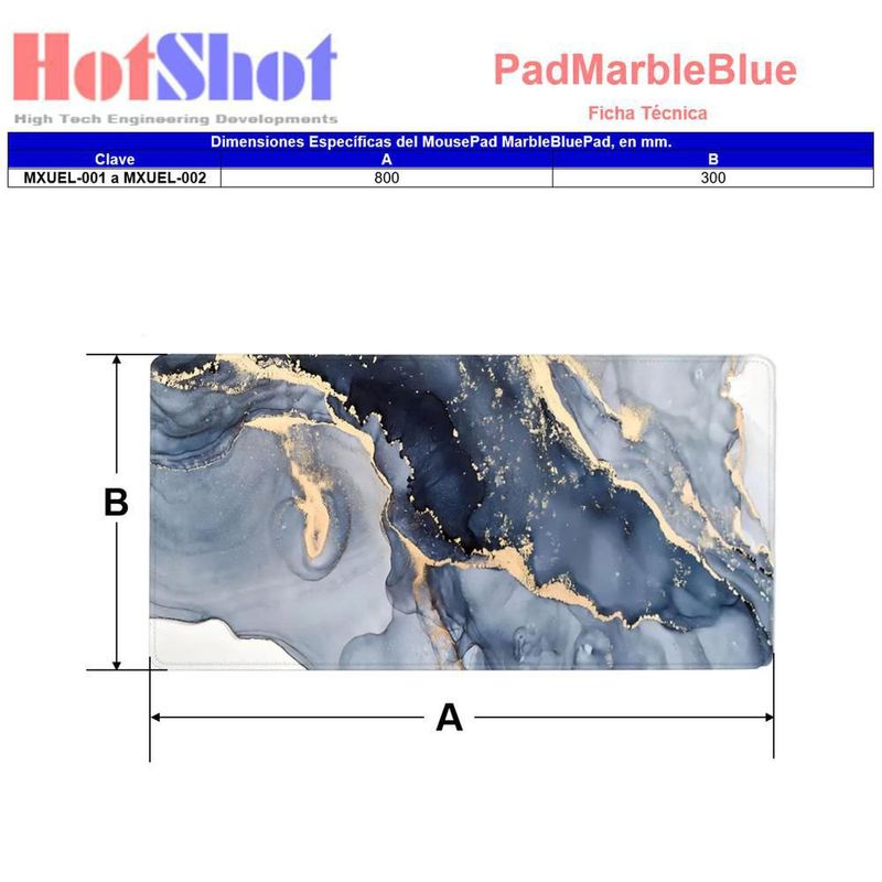Mousepad Gamer MXUEL-001 MarbleBluePad Mousepad Grande