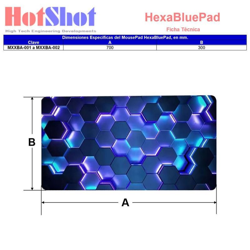 Mousepad Gamer MXXBA-001 HexaBluePad Mousepad Grande