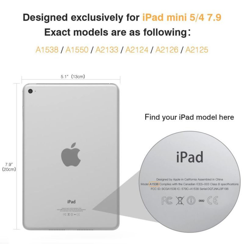 Funda MoKo para iPad Mini de 5.ª y 4.ª generación de 79 pulgadas con función de encendido y apagado
