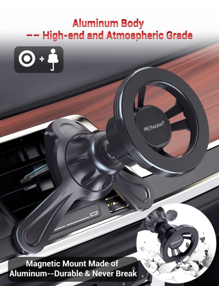 Soporte magnético para coche ProFezzion para iPhone MagSafe de metal