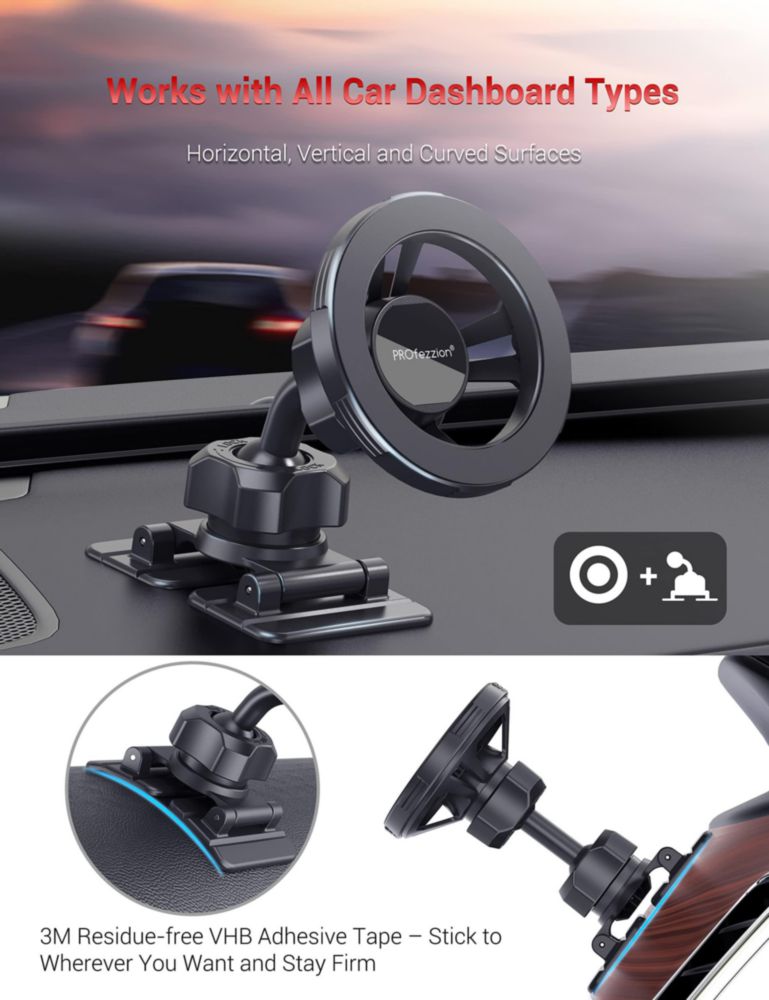 Soporte magnético para coche ProFezzion para iPhone MagSafe de metal