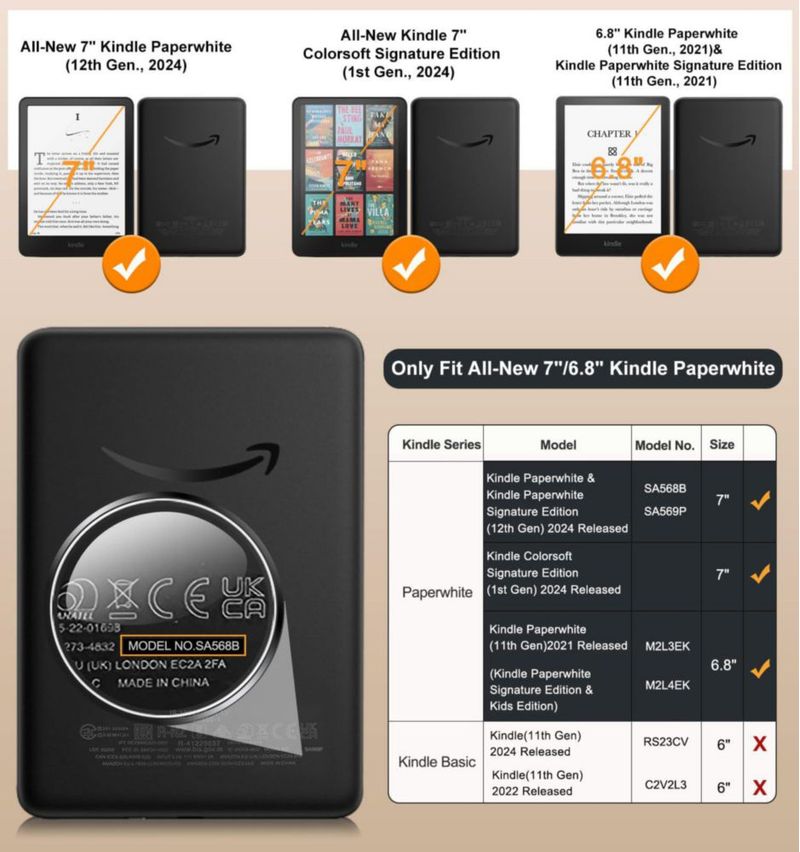 Funda MoKo para Kindle Paperwhite de 12.ª y 11.ª generación con función de activación automática