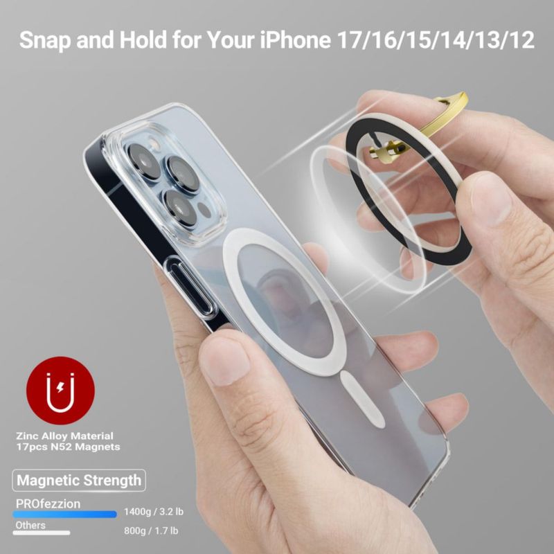 Soporte de anillos ProFezzion Thin Metal para iPhone 17/16/15/14/13/12
