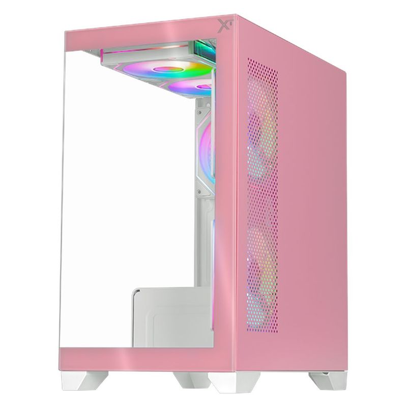 Gabinete xtreme pc crystal hive mini torre 5 fan argb pink