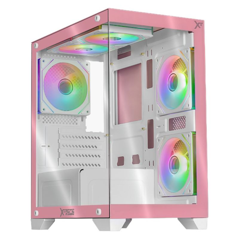 Gabinete xtreme pc crystal hive mini torre 5 fan argb pink