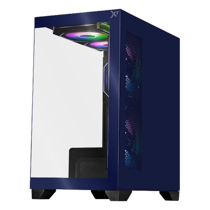 Gabinete xtreme pc crystal hive mini torre 5 fan argb azul