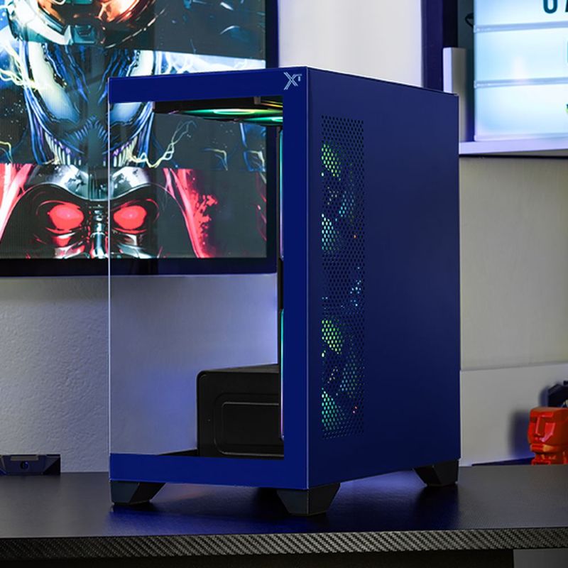 Gabinete xtreme pc crystal hive mini torre 5 fan argb azul