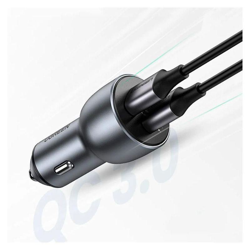 Cargador Auto Ugreen 10144 36w Dual Usb-a Qc 3.0 Aluminio