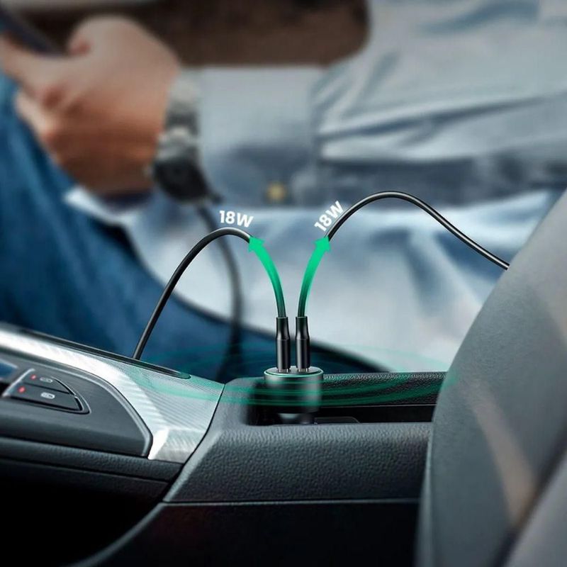 Cargador Auto Ugreen 10144 36w Dual Usb-a Qc 3.0 Aluminio