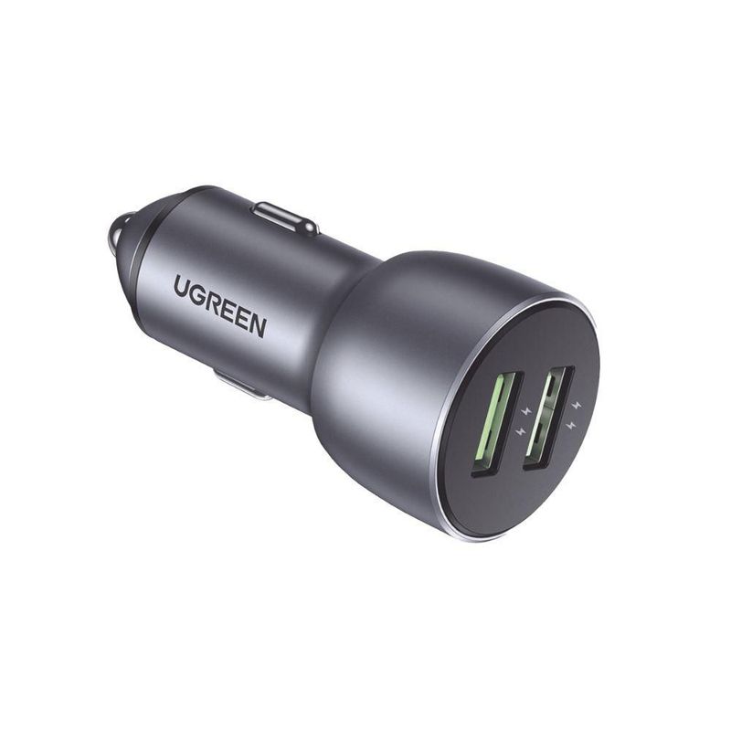 Cargador Auto Ugreen 10144 36w Dual Usb-a Qc 3.0 Aluminio