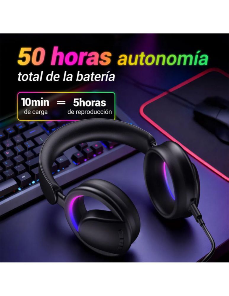 Audífonos Petukita Box B16 RGB Negro