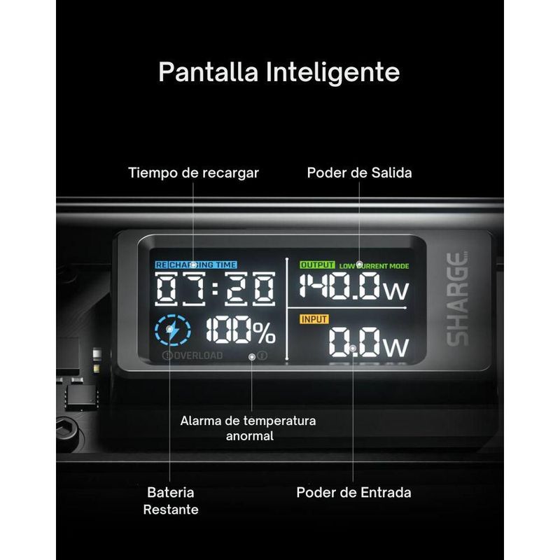 Power Bank Sharge Shargeek 140 20000mAh 140W PD Pantalla Negra