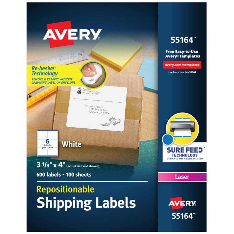 Etiquetas de Envío Reposicionables Avery 8.5x10 cm 600 unidades