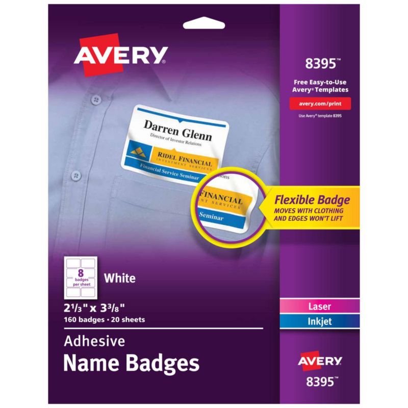 Etiquetas de identificación Avery 8395 Flexible Printable 160 Matte White