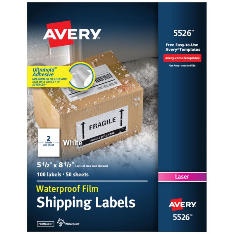 Etiquetas de envío Avery impermeables imprimibles 55 x 85 cm 100