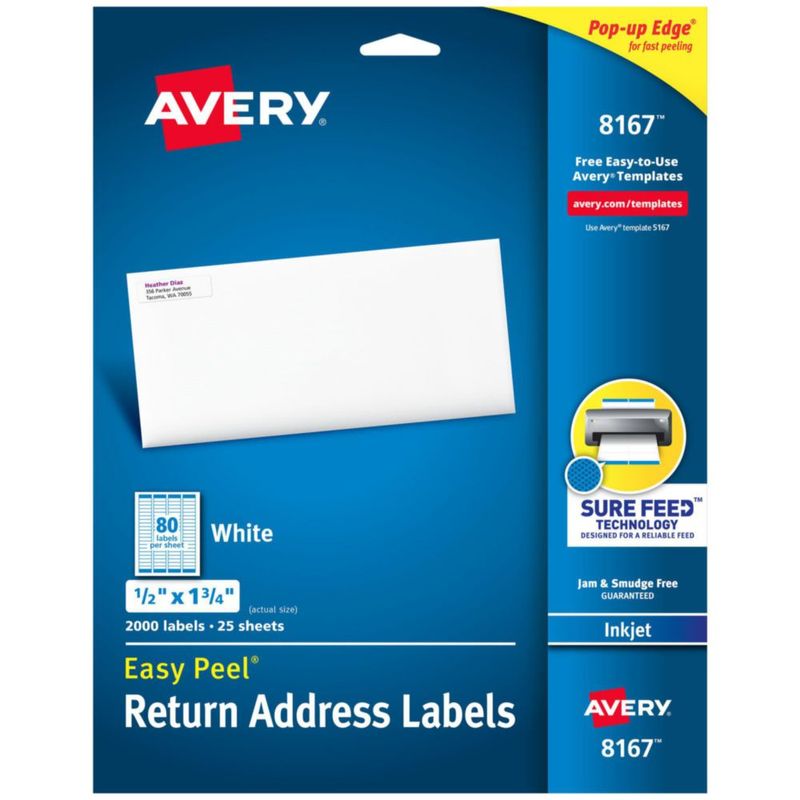 Etiquetas de devolución Avery Sure Feed 05 x 175 pulgadas 2000