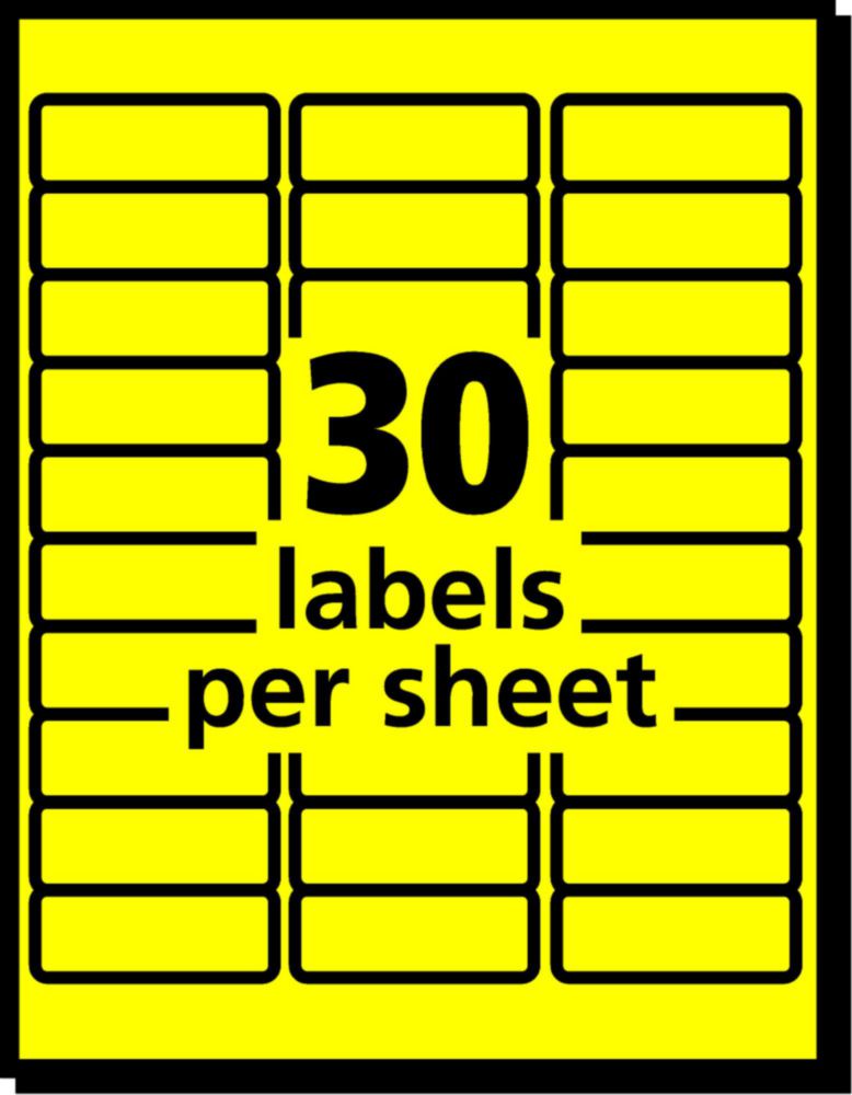 Etiquetas de dirección imprimibles Avery Sure Feed Neon Yellow 750