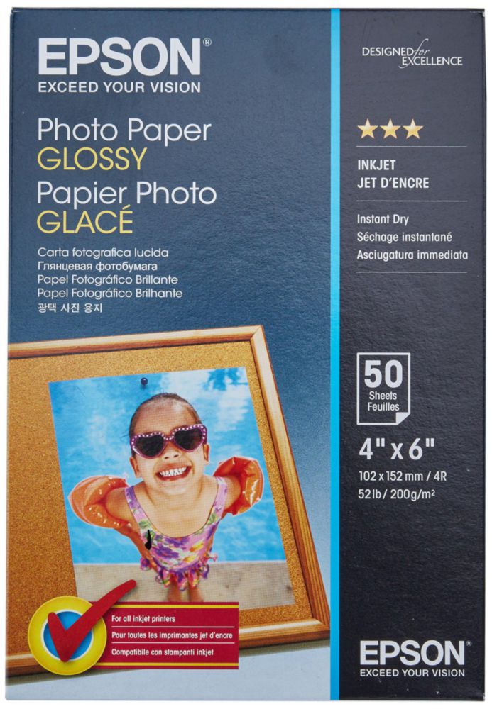 Papel fotográfico Epson Glossy 10 x 15 cm para impresora de inyección de tinta 50 hojas