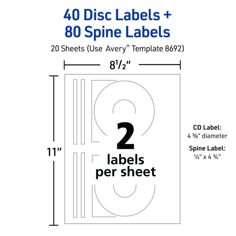 Etiquetas de CD Avery con inyección de tinta blanca mate imprimibles (8692)