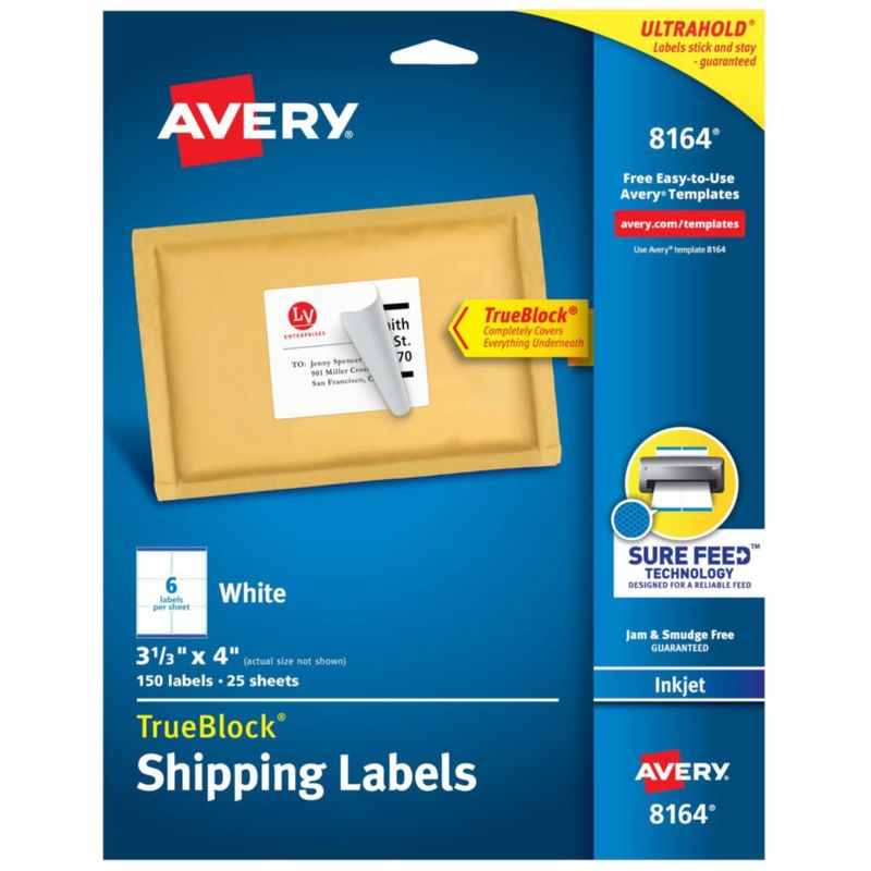 Etiquetas de envío Avery Printables 150 blancas (8164)