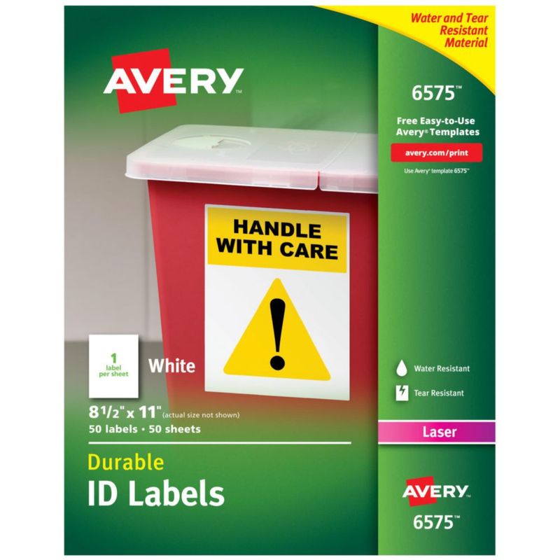 Etiquetas de identificación Avery Durable White Cover Up para impresora láser