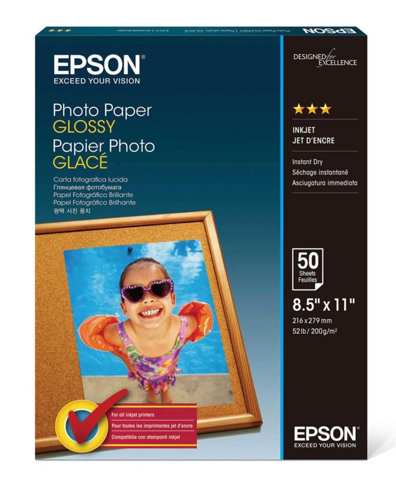 Papel fotográfico Epson S041649 brillante 85 x 11 50 hojas 52 libras