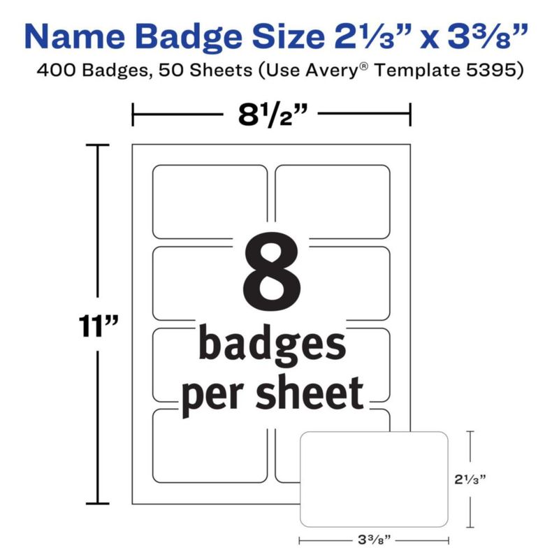 Etiquetas de identificación Avery 5395 Flexible Printable 400 Matte White