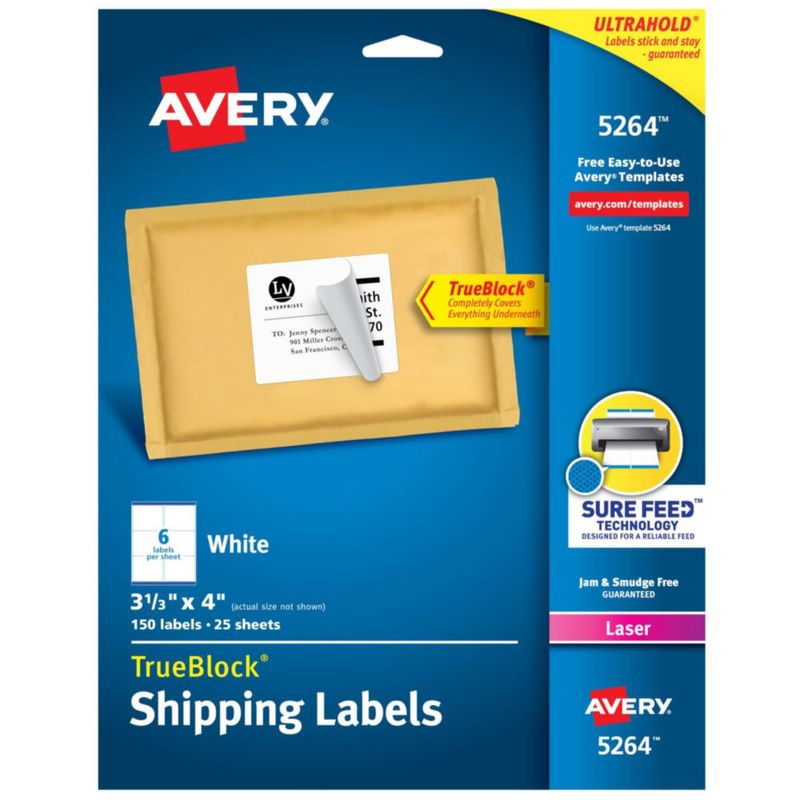 Etiquetas de envío Avery Printables 150 blancas (5264)
