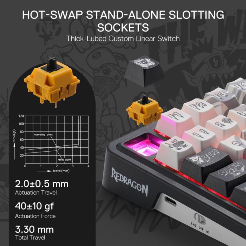 Teclado para juegos Redragon K719 PRO inalámbrico de 95 teclas