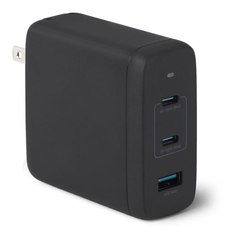 Cargador Amazon Basics 120W USB-C 3 Puertos Nano GaN Negro