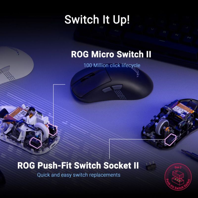 Mouse Gamer ASUS ROG Keris II Origin Inalámbrico 65g 42K DPI