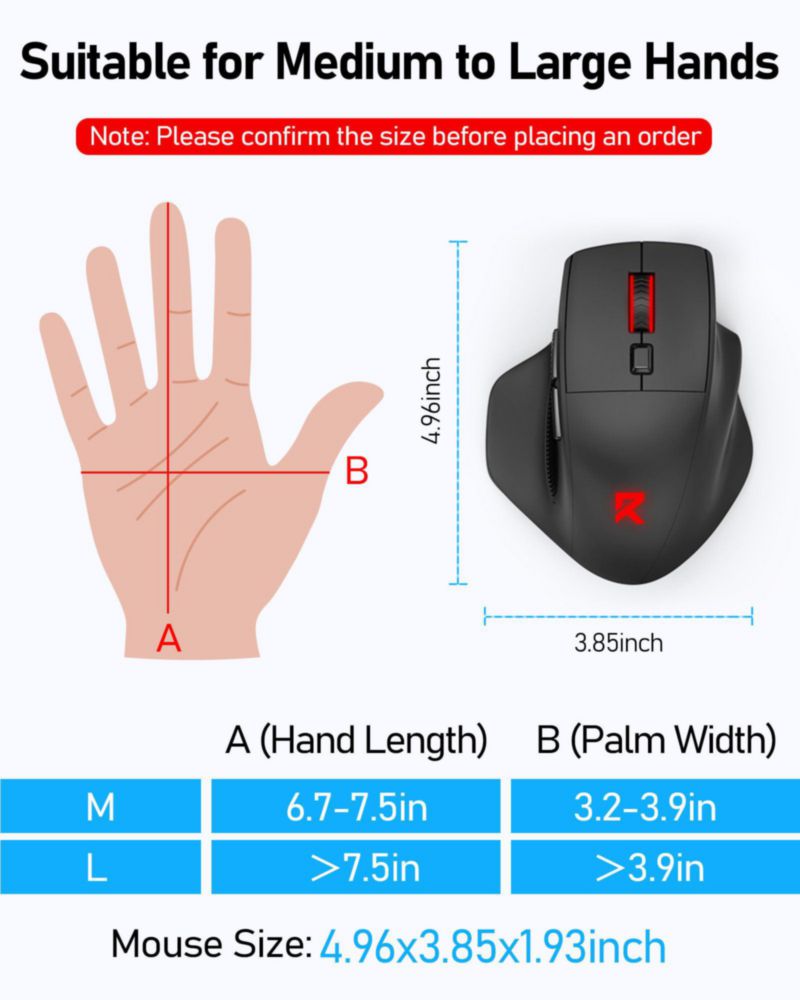 Ratón inalámbrico para juegos Redragon para manos grandes con RGB