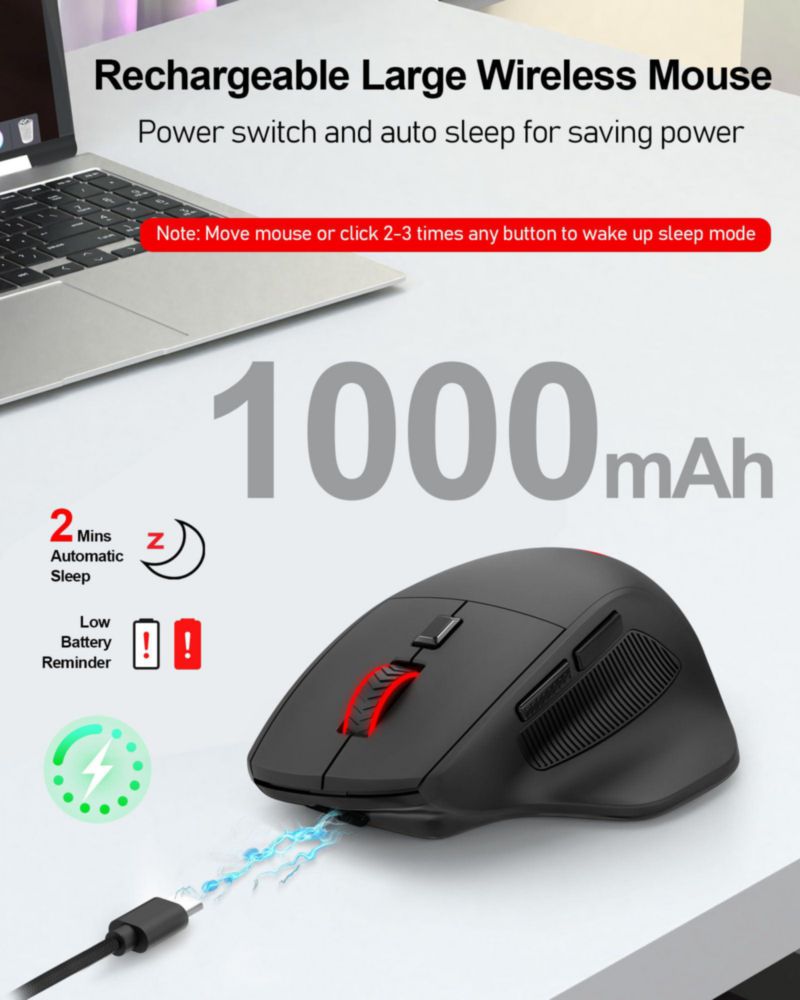 Ratón inalámbrico para juegos Redragon para manos grandes con RGB
