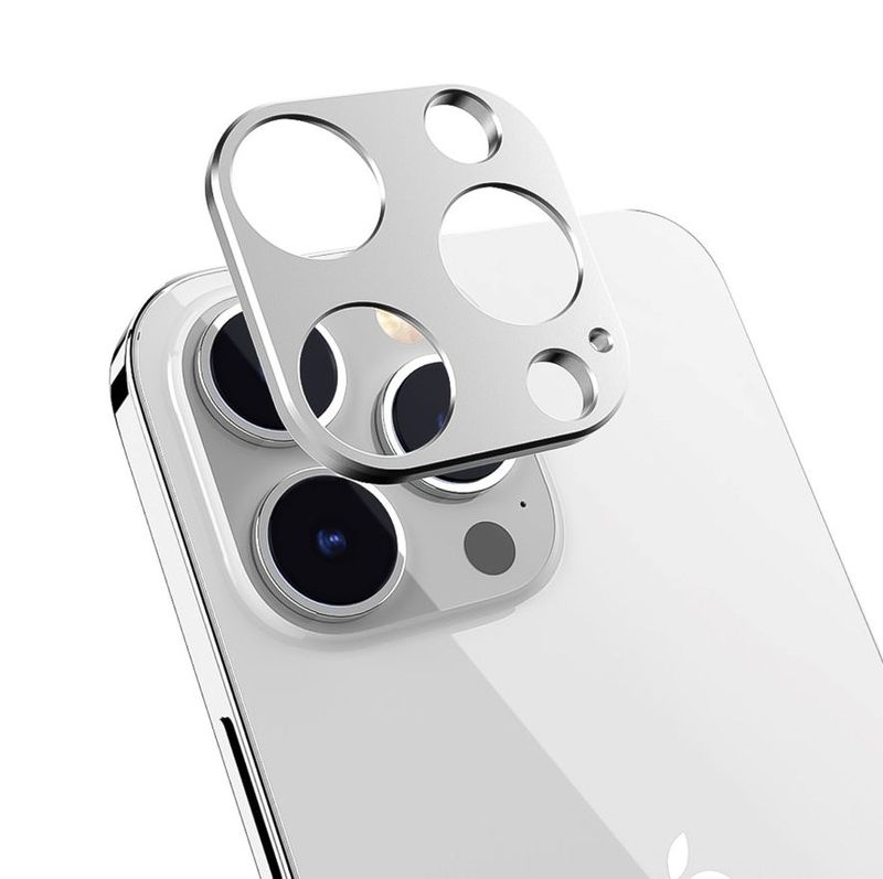 Protector de Lente de Cámara de Aluminio para iPhone 14 Pro y iPhone 14 Pro Max, lente no cubierta para mantener la resolución original - Plateado