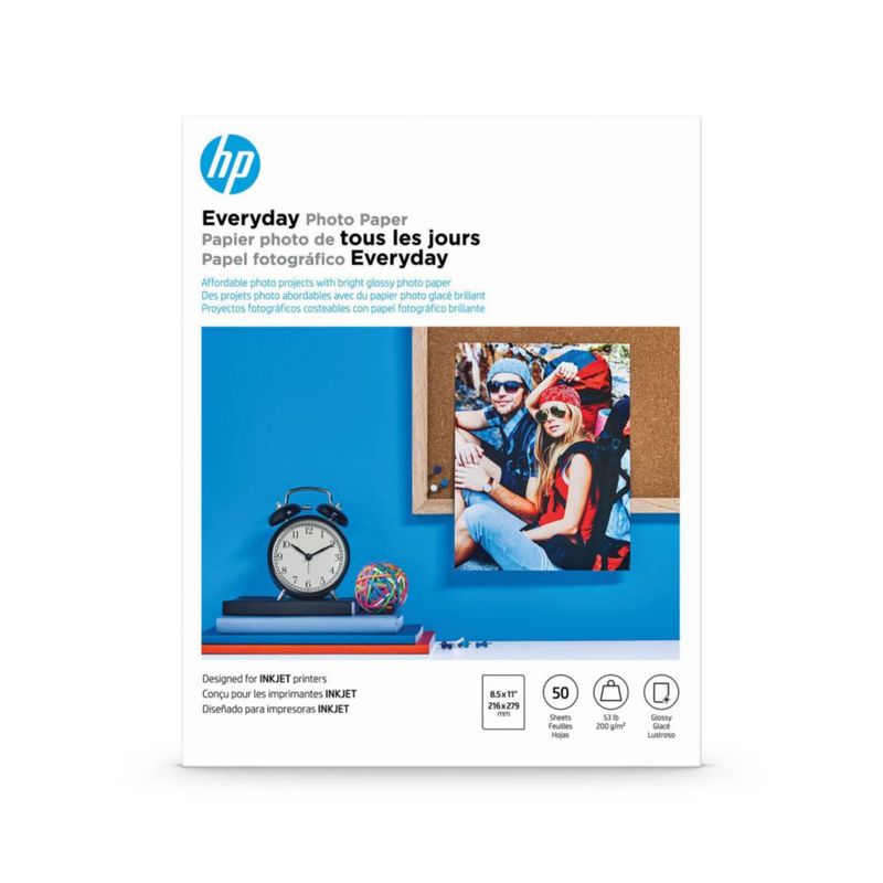 Papel fotográfico HP Everyday Glossy 8.5 x 11 pulgadas 50 hojas Q8723A