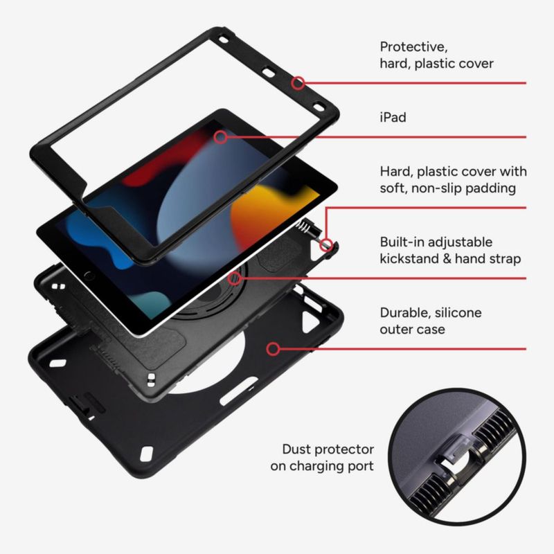 Funda para Tablet ZAGG iPad 10.2" Resistente con Correa Giratoria 360°