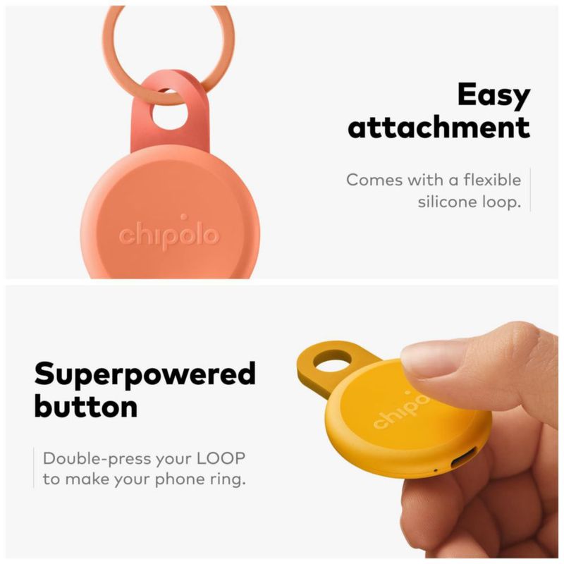Rastreador Bluetooth Chipolo LOOP recargable para llave y bolsa