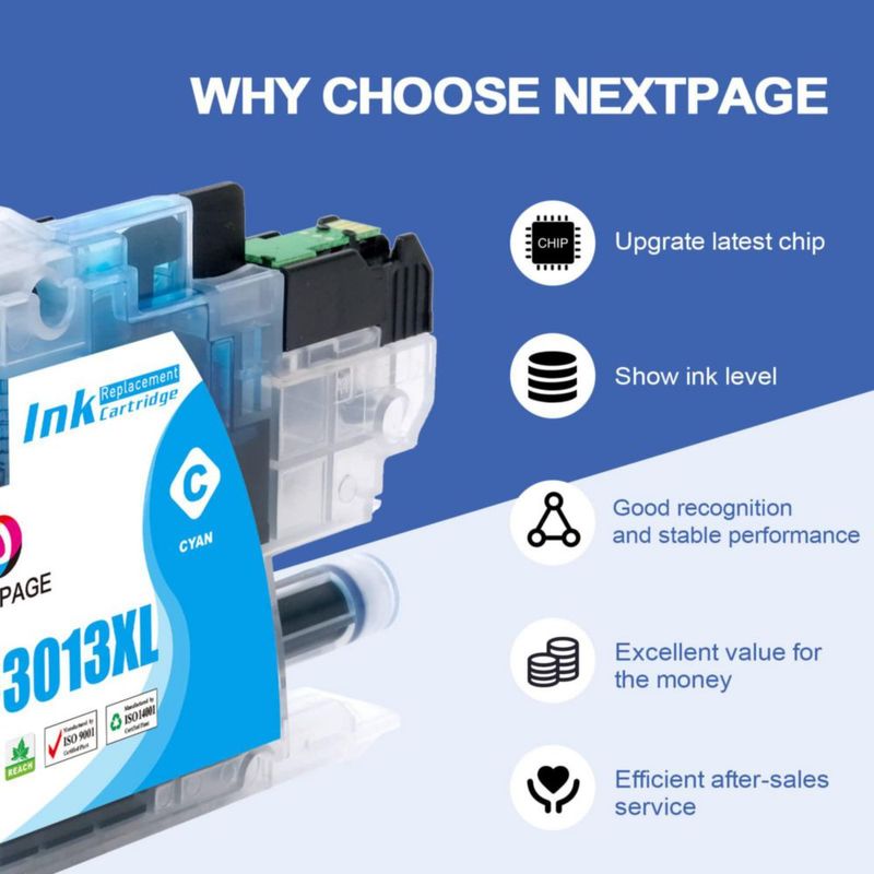 Cartuchos de tinta NEXTPAGE LC3013XL amarillos para impresora Brother
