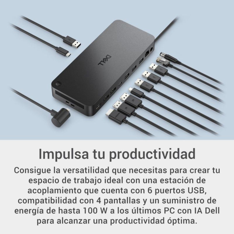 Estación de Acoplamiento Dell WD25 USB-C 100W 4 Pantallas 6 Puertos USB