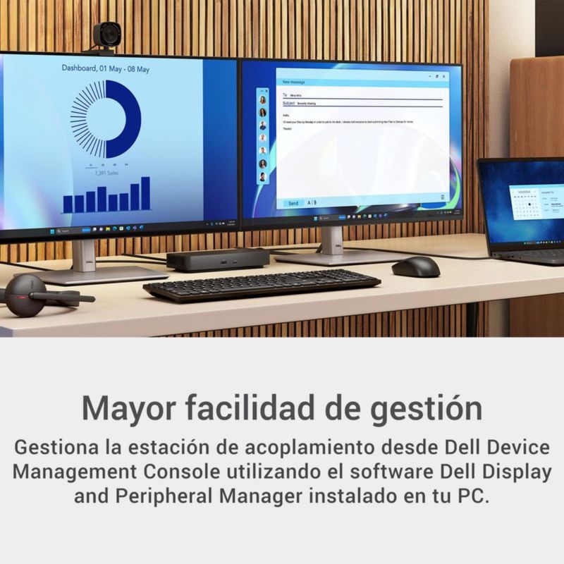Estación de Acoplamiento Dell WD25 USB-C 100W 4 Pantallas 6 Puertos USB