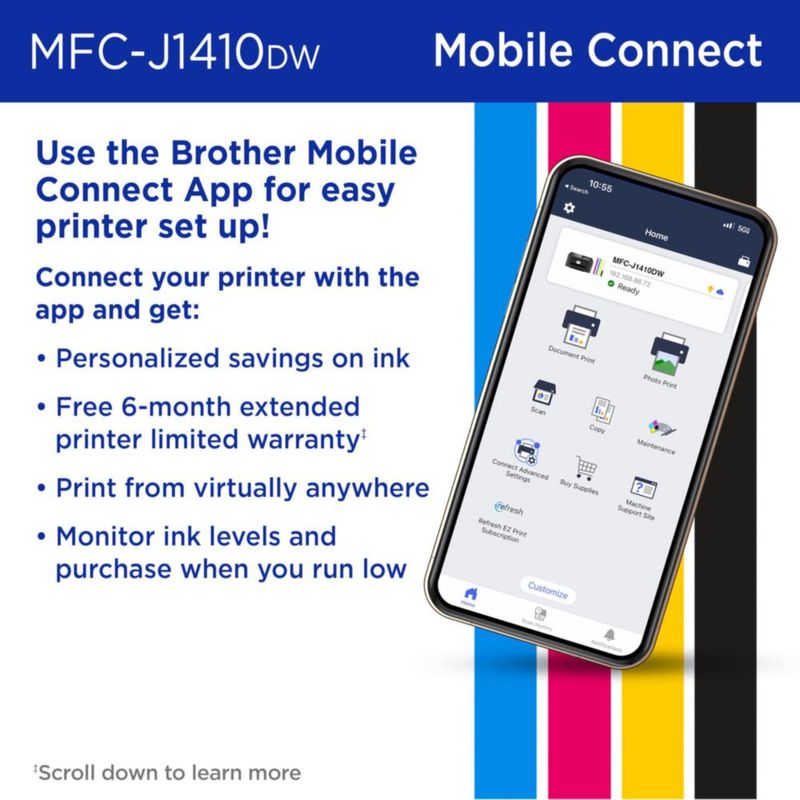 Impresora Brother MFC-J1410DW Multifuncional Inalámbrica a Color