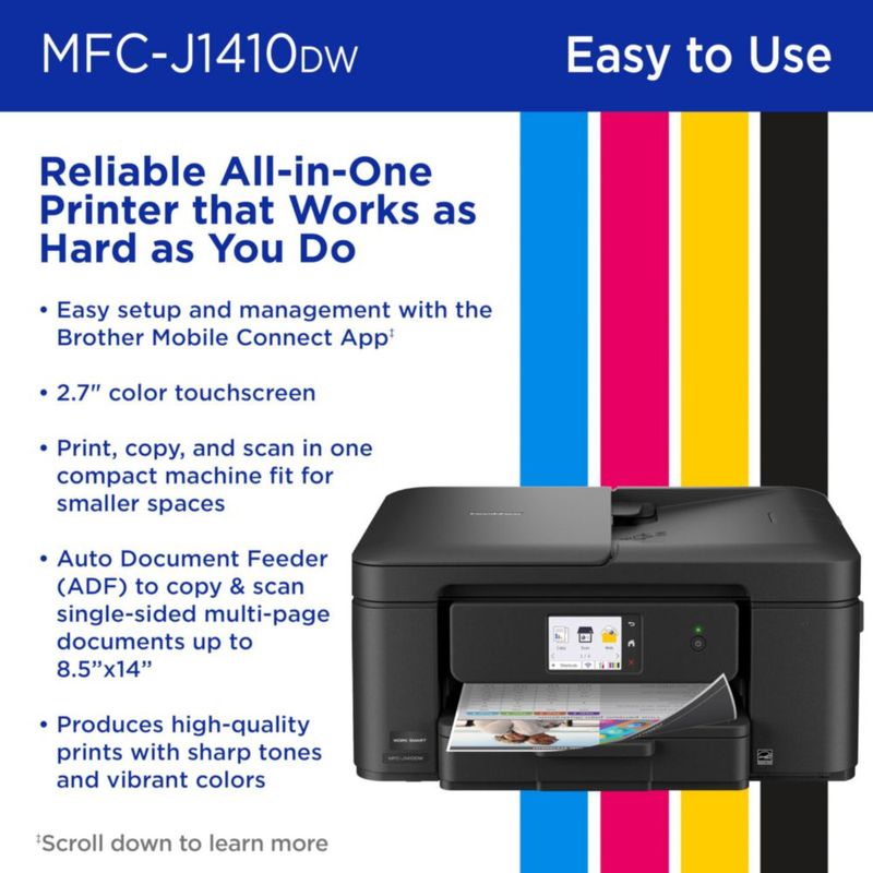 Impresora Brother MFC-J1410DW Multifuncional Inalámbrica a Color
