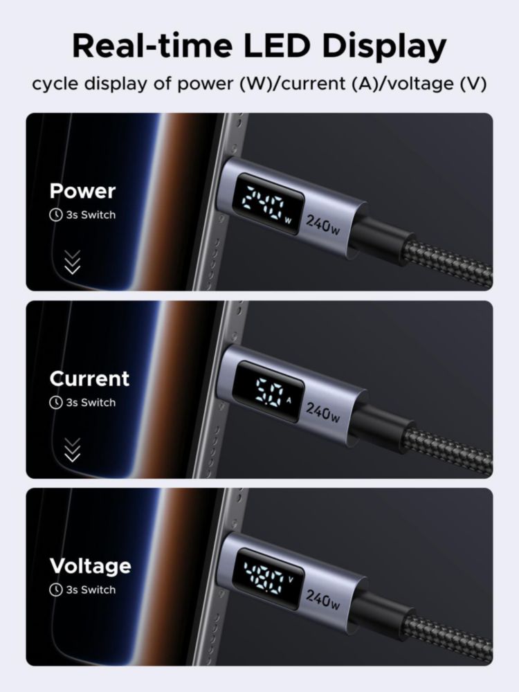 Cable de carga UGREEN USB-C a USB-C 240W PD 100W para MacBook