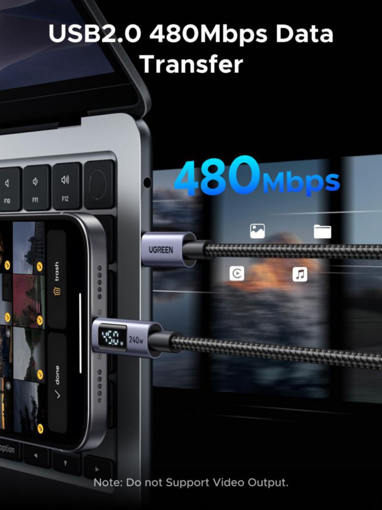 Cable de carga UGREEN USB-C a USB-C 240W PD 100W para MacBook