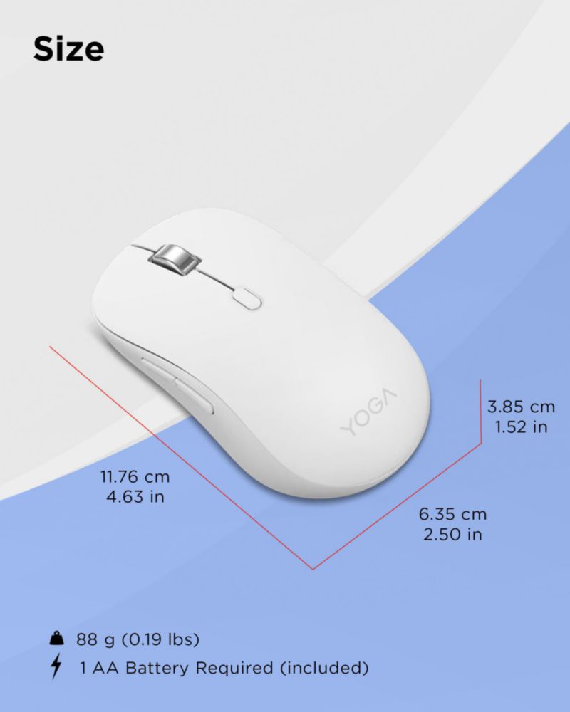 Ratón silencioso Bluetooth Lenovo Yoga con batería de 36 meses de duración